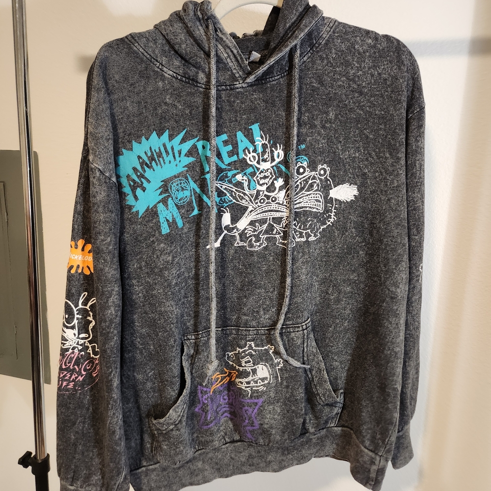Nikelodeon Graphic Print Gray Hoodie